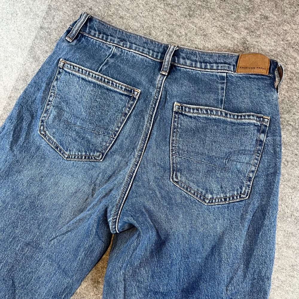 American Eagle Womens Wide Leg Jeans Blue Medium Wash 4 X-Short Stretch Denim - Picture 6 of 8